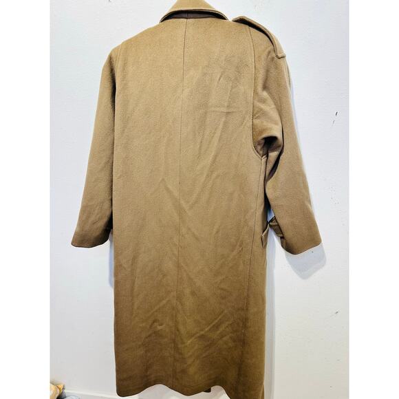 Vintage LARRY LEVINE Tan 100% Pure Wool Button Front Trench Coat Size 4 - Picture 2 of 15
